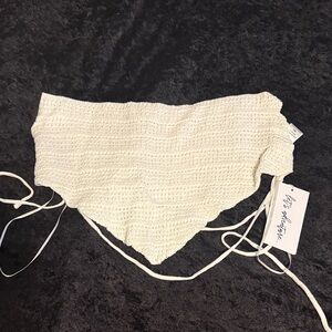 12th Tribe Women’s Ivory Crochet Bandana Cut Crop Top